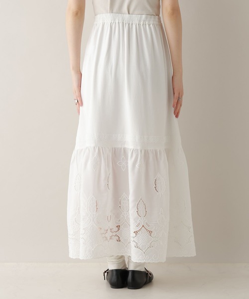 RAGEBLUE（レイジブルー）の「切り替えコットンレースフレアスカート（スカート・レディース・ホワイト・FREE）」の9枚目の写真