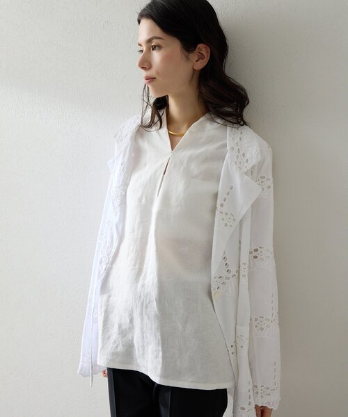 Whim Gazette(ウィムガゼット)の「レースジャケット(テーラードジャケット・レディース・オフホワイト/チャコールグレー・FREE)」の14枚目の写真