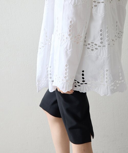 Whim Gazette(ウィムガゼット)の「レースジャケット(テーラードジャケット・レディース・オフホワイト/チャコールグレー・FREE)」の6枚目の写真