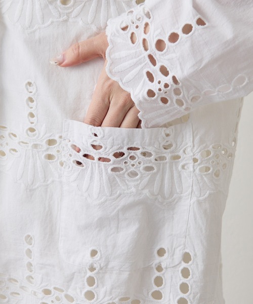 Whim Gazette(ウィムガゼット)の「レースジャケット(テーラードジャケット・レディース・オフホワイト/チャコールグレー・FREE)」の22枚目の写真