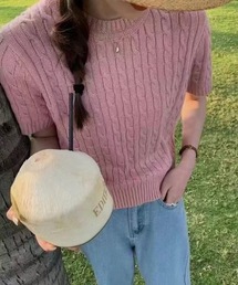 ケーブル編み薄手夏ニット