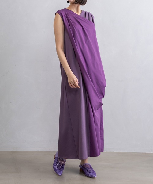 MARECHAL TERRE（マルシャルテル）の「クロスタックワンピース（ワンピース・レディース・ブラック/ライトカーキ/パープル・MEDIUM）」の3枚目の写真