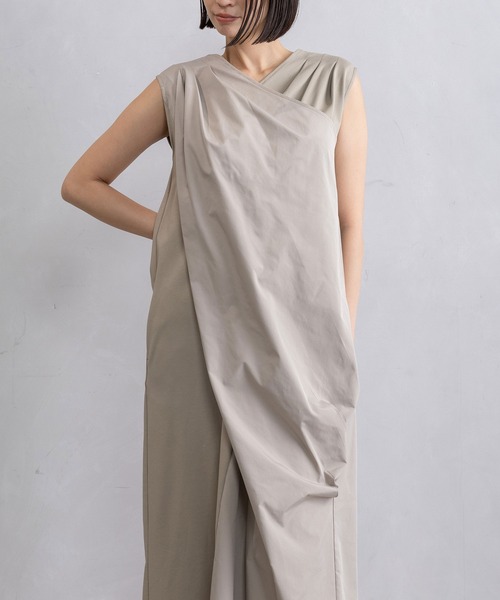 MARECHAL TERRE（マルシャルテル）の「クロスタックワンピース（ワンピース・レディース・ブラック/ライトカーキ/パープル・MEDIUM）」の4枚目の写真