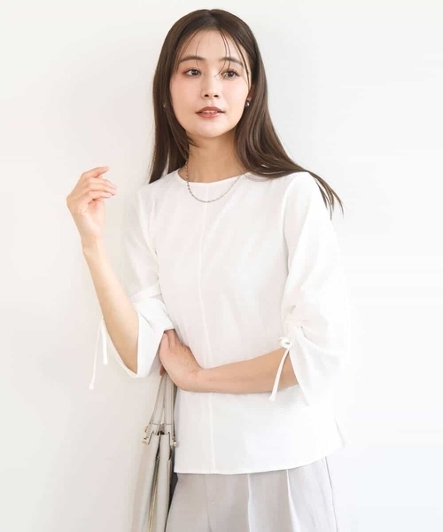 MK MICHEL KLEIN(エムケーミッシェルクラン)の「ドロストスリーブデザインカットソー/洗える(Tシャツ/カットソー・レディース・ホワイト/モスグリーン/イエロー・38)」の22枚目の写真