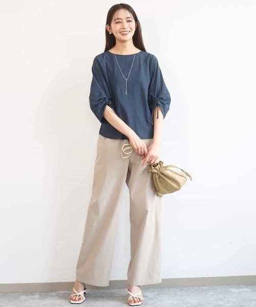 MK MICHEL KLEIN(エムケーミッシェルクラン)の「ドロストスリーブデザインカットソー/洗える(Tシャツ/カットソー・レディース・ホワイト/モスグリーン/イエロー・38)」の15枚目の写真