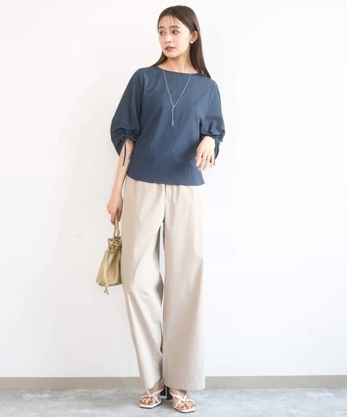 MK MICHEL KLEIN(エムケーミッシェルクラン)の「ドロストスリーブデザインカットソー/洗える(Tシャツ/カットソー・レディース・ホワイト/モスグリーン/イエロー・38)」の16枚目の写真