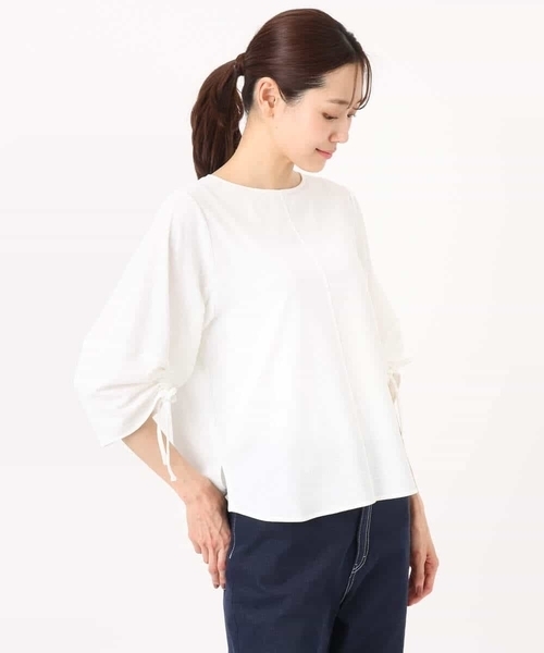 MK MICHEL KLEIN(エムケーミッシェルクラン)の「ドロストスリーブデザインカットソー/洗える(Tシャツ/カットソー・レディース・ホワイト/モスグリーン/イエロー・38)」の6枚目の写真