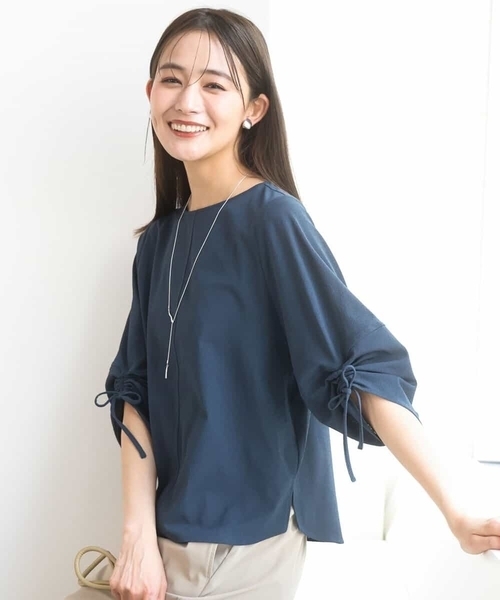 MK MICHEL KLEIN(エムケーミッシェルクラン)の「ドロストスリーブデザインカットソー/洗える(Tシャツ/カットソー・レディース・ホワイト/モスグリーン/イエロー・38)」の3枚目の写真