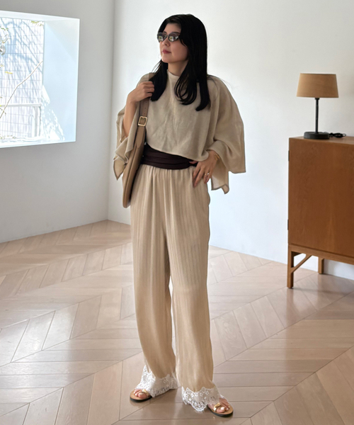 ARCHIVE STANCE（アーカイブスタンス）の「ARCHIVE STANCE/アーカイブスタンス サテンストライプレースパンツ AS-050005（その他パンツ・レディース・ブラウン/ベージュ・FREE）」の11枚目の写真