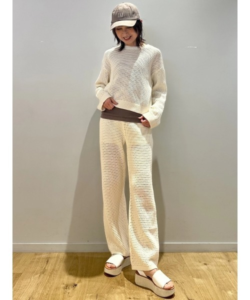 GAP(ギャップ)の「コットン100% クロシェ ニットパンツ(その他パンツ・レディース・ブラック/アイボリー・XS/S/M/L/XXS)」の6枚目の写真