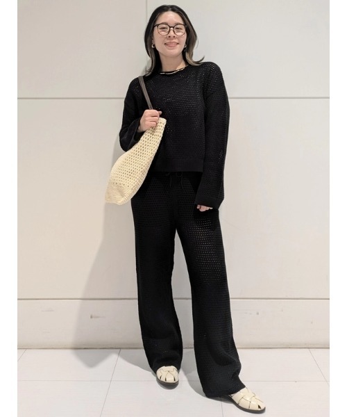 GAP(ギャップ)の「コットン100% クロシェ ニットパンツ(その他パンツ・レディース・ブラック/アイボリー・XS/S/M/L/XXS)」の5枚目の写真