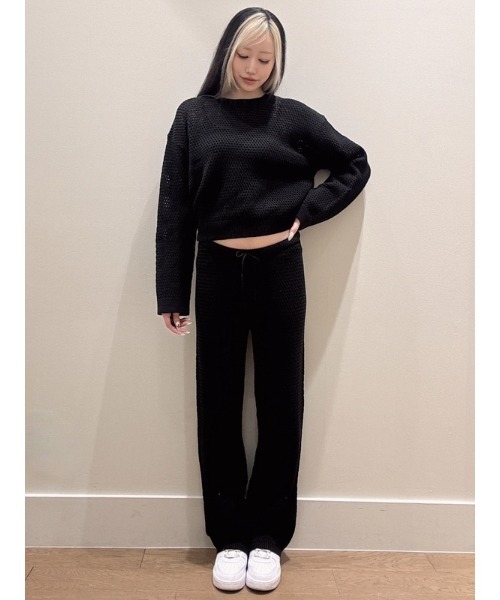 GAP(ギャップ)の「コットン100% クロシェ ニットパンツ(その他パンツ・レディース・ブラック/アイボリー・XS/S/M/L/XXS)」の3枚目の写真
