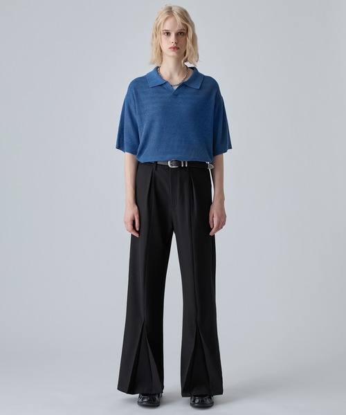 VELNUS(ベルナス)の「【VELNUS】Center Seam Draped Semi-Wide Flare Tuck Slacks/センターシームドレープセミワイドフレアタックスラックス(スラックス・メンズ・ブラック/ライトグレー・M/L/S)」の17枚目の写真