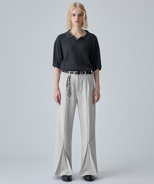 VELNUS(ベルナス)の「【VELNUS】Center Seam Draped Semi-Wide Flare Tuck Slacks/センターシームドレープセミワイドフレアタックスラックス(スラックス・メンズ・ブラック/ライトグレー・M/L/S)」の10枚目の写真