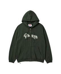 [COLLECTION LINE] パリジャンハンドメイドアートピースフードジップアップグリーン