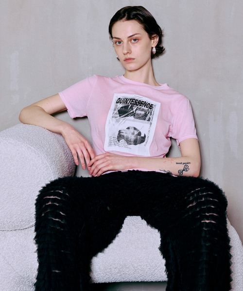 MAISON SPECIAL(メゾンスペシャル)の「QUINTESSENCE Print T-Shirt/QUINTESSENCEプリントTEE(Tシャツ/カットソー・レディース・ピンク/ホワイト/チャコールグレー・FREE)」の3枚目の写真