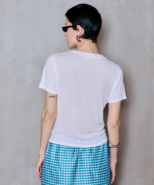 MAISON SPECIAL(メゾンスペシャル)の「QUINTESSENCE Print T-Shirt/QUINTESSENCEプリントTEE(Tシャツ/カットソー・レディース・ピンク/ホワイト/チャコールグレー・FREE)」の20枚目の写真