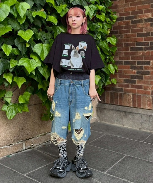 Candy Stripper(キャンディストリッパー)の「RABBIT MONITORING BIG Tシャツ(Tシャツ/カットソー・レディース・ライトブルー/ブラック/オフホワイト・FREE)」の15枚目の写真