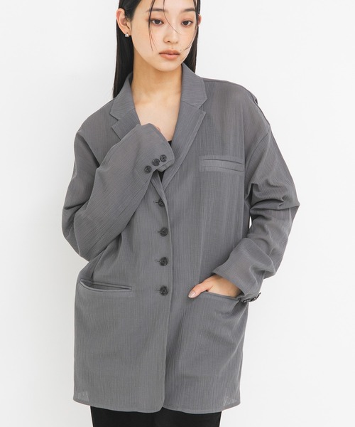 KBF（ケイビーエフ）の「シアーライトテーラードジャケット（その他アウター・レディース・ベージュ/ブラウン/グレー・ONE）」の4枚目の写真