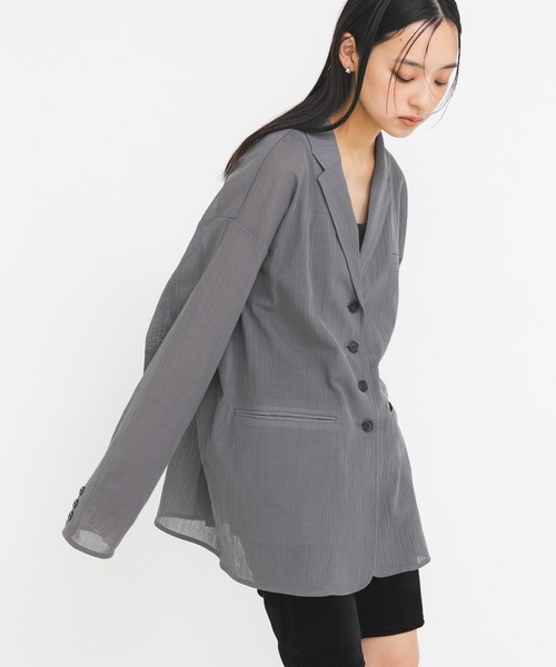 KBF（ケイビーエフ）の「シアーライトテーラードジャケット（その他アウター・レディース・ベージュ/ブラウン/グレー・ONE）」の5枚目の写真