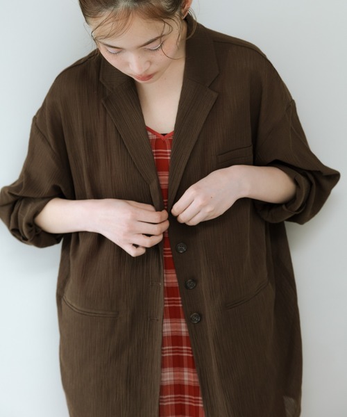 KBF（ケイビーエフ）の「シアーライトテーラードジャケット（その他アウター・レディース・ベージュ/ブラウン/グレー・ONE）」の11枚目の写真