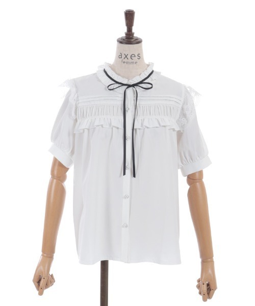 axes femme（アクシーズファム）の「フロントギャザーブラウス（シャツ/ブラウス・レディース・ホワイト/イエロー/ネイビー・FREE）」の9枚目の写真