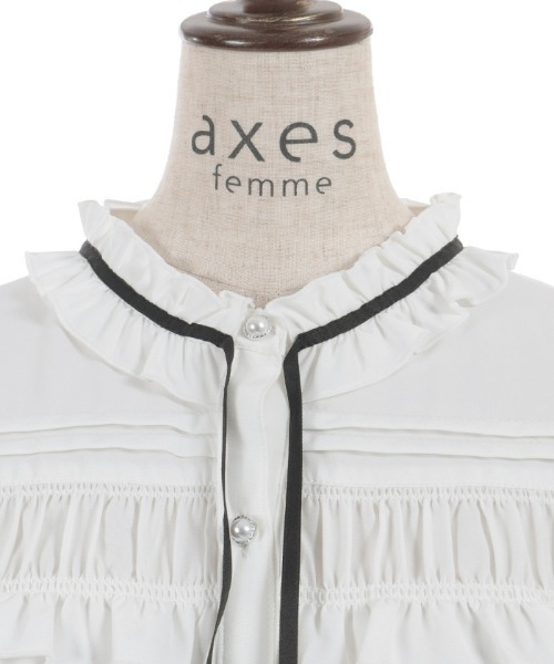 axes femme（アクシーズファム）の「フロントギャザーブラウス（シャツ/ブラウス・レディース・ホワイト/イエロー/ネイビー・FREE）」の14枚目の写真