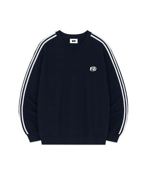 RANDOMOFF(ランダムオフ)の「ROF ESSENTIAL SPORTY TRACK V-NECK OVER FIT SWEATSHIRT (4color)(スウェット・メンズ・ライトグレー/ブラック/ネイビー/グレー・SMALL/MEDIUM/LARGE)」の4枚目の写真