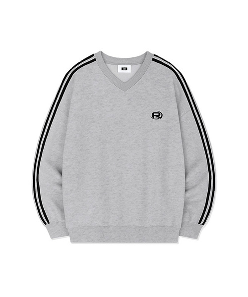 RANDOMOFF(ランダムオフ)の「ROF ESSENTIAL SPORTY TRACK V-NECK OVER FIT SWEATSHIRT (4color)(スウェット・メンズ・ライトグレー/ブラック/ネイビー/グレー・SMALL/MEDIUM/LARGE)」の3枚目の写真