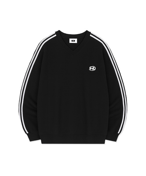 RANDOMOFF(ランダムオフ)の「ROF ESSENTIAL SPORTY TRACK V-NECK OVER FIT SWEATSHIRT (4color)(スウェット・メンズ・ライトグレー/ブラック/ネイビー/グレー・SMALL/MEDIUM/LARGE)」の1枚目の写真