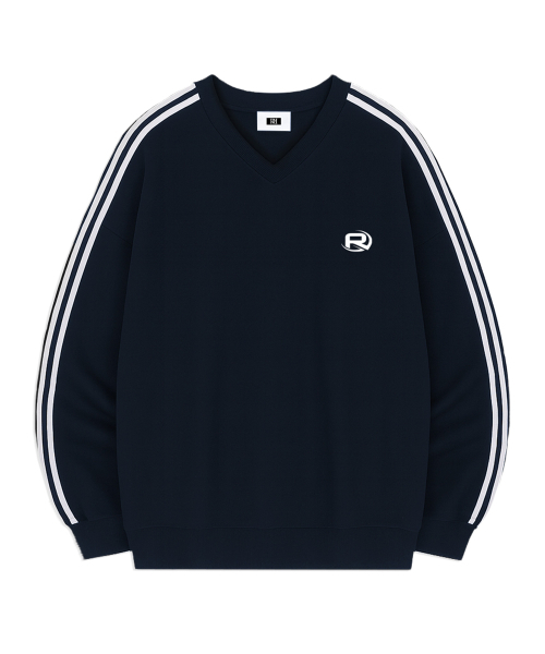 RANDOMOFF(ランダムオフ)の「ROF ESSENTIAL SPORTY TRACK V-NECK OVER FIT SWEATSHIRT (4color)(スウェット・メンズ・ライトグレー/ブラック/ネイビー/グレー・SMALL/MEDIUM/LARGE)」の5枚目の写真