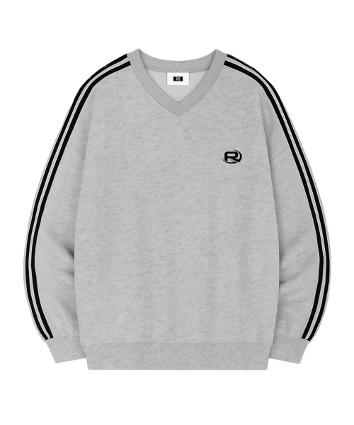 RANDOMOFF(ランダムオフ)の「ROF ESSENTIAL SPORTY TRACK V-NECK OVER FIT SWEATSHIRT (4color)(スウェット・メンズ・ライトグレー/ブラック/ネイビー/グレー・SMALL/MEDIUM/LARGE)」の8枚目の写真