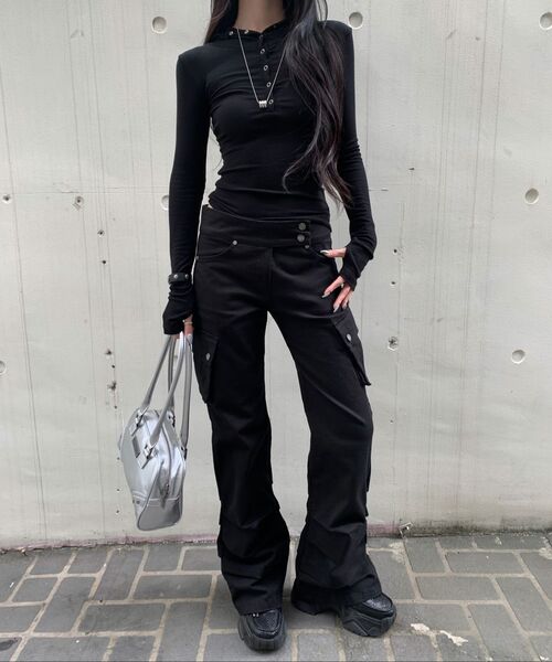 KHAKIPOINT（カーキポイント）の「High-neck Hooded Top (black)（パーカー・レディース・その他・FREE）」の5枚目の写真