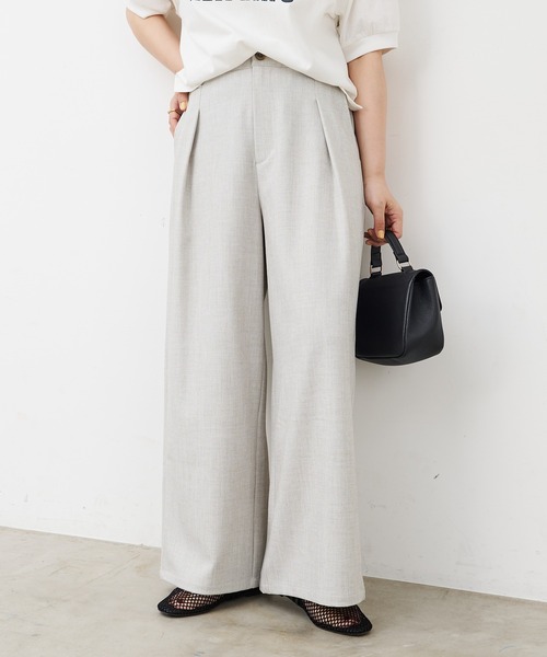 PUAL CE CIN(ピュアルセシン)の「接触冷感ストレートシルエットスラックスパンツ(スラックス・レディース・グレー系/ベージュ系・FREE)」の1枚目の写真