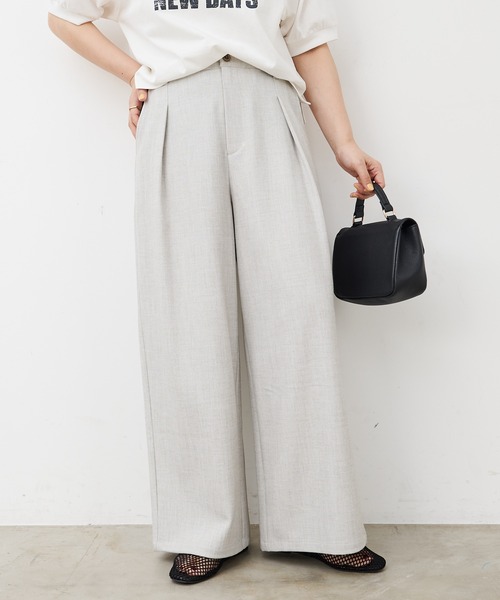 PUAL CE CIN(ピュアルセシン)の「接触冷感ストレートシルエットスラックスパンツ(スラックス・レディース・グレー系/ベージュ系・FREE)」の5枚目の写真