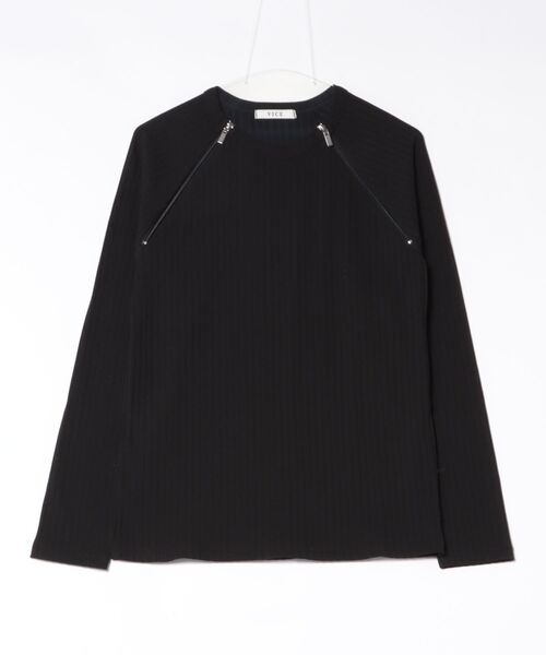 Never mind the XU / Chikashitsu+(ネバーマインド ザ エックスユー / チカシツプラス)の「【nmtc+】neck zip long sleeve / 【エヌエムティーシープラス】ネックジップ長袖Tシャツ(Tシャツ/カットソー・メンズ・ブラック/チャコール・ONE SIZE)」の20枚目の写真