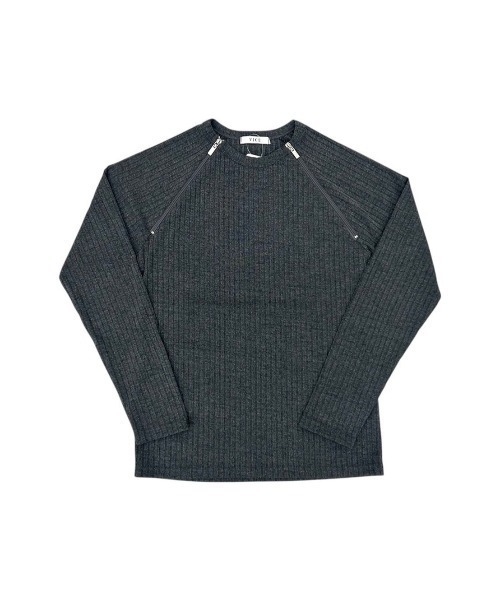 Never mind the XU / Chikashitsu+(ネバーマインド ザ エックスユー / チカシツプラス)の「【nmtc+】neck zip long sleeve / 【エヌエムティーシープラス】ネックジップ長袖Tシャツ(Tシャツ/カットソー・メンズ・ブラック/チャコール・ONE SIZE)」の7枚目の写真