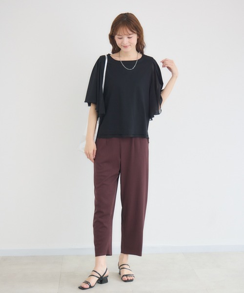 Pillini（ピリーニ）の「異素材フレアスリーブトップス（Tシャツ/カットソー・レディース・オフホワイト/ブルー/ブラック・FREE）」の14枚目の写真