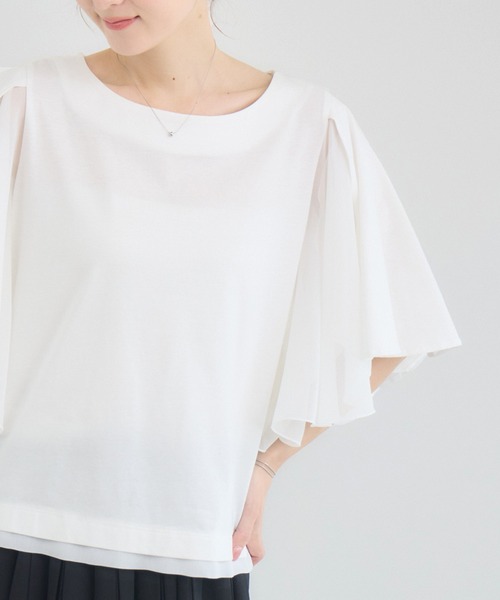 Pillini（ピリーニ）の「異素材フレアスリーブトップス（Tシャツ/カットソー・レディース・オフホワイト/ブルー/ブラック・FREE）」の17枚目の写真