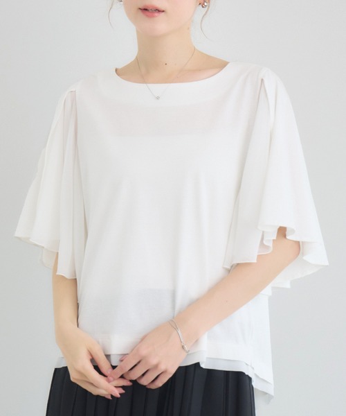 Pillini（ピリーニ）の「異素材フレアスリーブトップス（Tシャツ/カットソー・レディース・オフホワイト/ブルー/ブラック・FREE）」の19枚目の写真