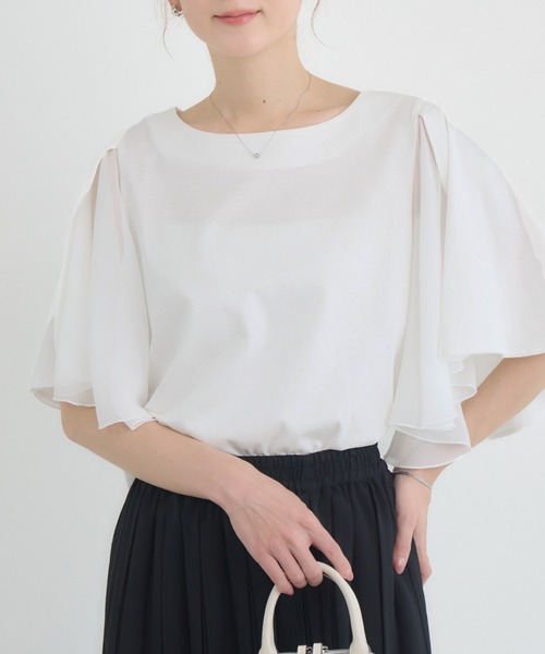 Pillini（ピリーニ）の「異素材フレアスリーブトップス（Tシャツ/カットソー・レディース・オフホワイト/ブルー/ブラック・FREE）」の22枚目の写真