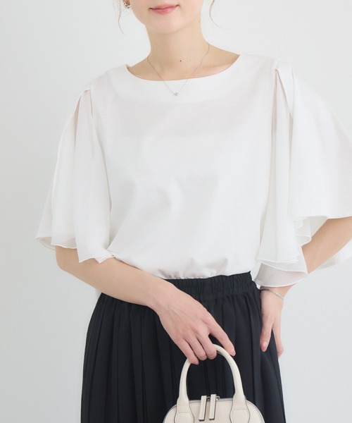 Pillini（ピリーニ）の「異素材フレアスリーブトップス（Tシャツ/カットソー・レディース・オフホワイト/ブルー/ブラック・FREE）」の16枚目の写真