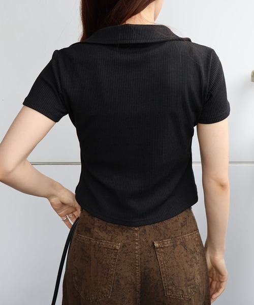 SpRay(スプレイ)の「プレート付 W ZIPショートスリーブカーディガン(カーディガン/ボレロ・レディース・ライトカーキ/サックスブルー/チャコールグレー/ブラック/ホワイト・FREE)」の22枚目の写真
