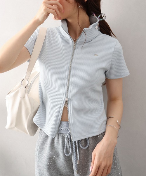 SpRay(スプレイ)の「プレート付 W ZIPショートスリーブカーディガン(カーディガン/ボレロ・レディース・ライトカーキ/サックスブルー/チャコールグレー/ブラック/ホワイト・FREE)」の17枚目の写真
