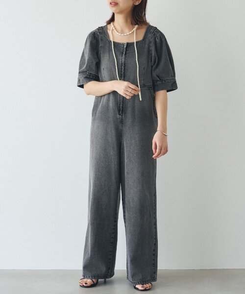 LOUNGEDRESS（ラウンジドレス）の「【PUFRILL/パフリル】デニムパフオールインワン（つなぎ/オールインワン・レディース・ブルー/ブラック・SMALL/X-SMALL）」の12枚目の写真