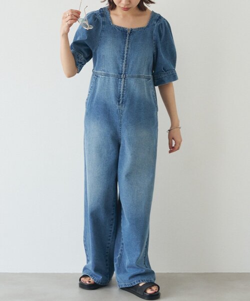 LOUNGEDRESS（ラウンジドレス）の「【PUFRILL/パフリル】デニムパフオールインワン（つなぎ/オールインワン・レディース・ブルー/ブラック・SMALL/X-SMALL）」の21枚目の写真