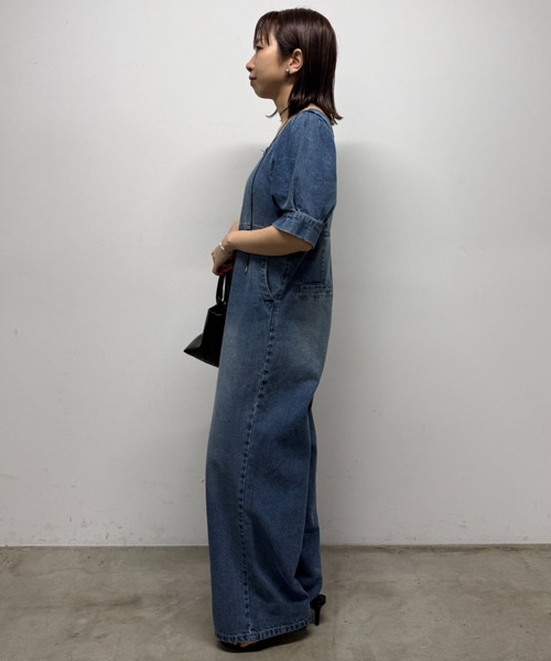 LOUNGEDRESS（ラウンジドレス）の「【PUFRILL/パフリル】デニムパフオールインワン（つなぎ/オールインワン・レディース・ブルー/ブラック・SMALL/X-SMALL）」の5枚目の写真