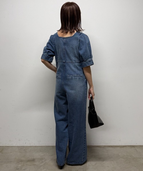 LOUNGEDRESS（ラウンジドレス）の「【PUFRILL/パフリル】デニムパフオールインワン（つなぎ/オールインワン・レディース・ブルー/ブラック・SMALL/X-SMALL）」の6枚目の写真