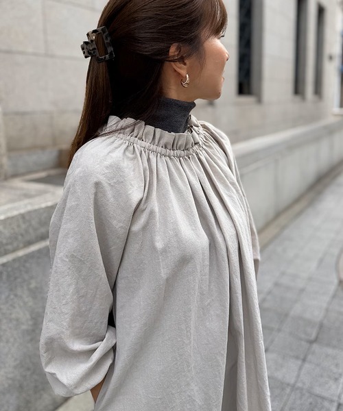 ST.ROONEY(セントルーニー)の「カフタンリネンワンピース【低身長・小柄女性向け】(ワンピース・レディース・グレイッシュベージュ/ブラック・XS)」の13枚目の写真