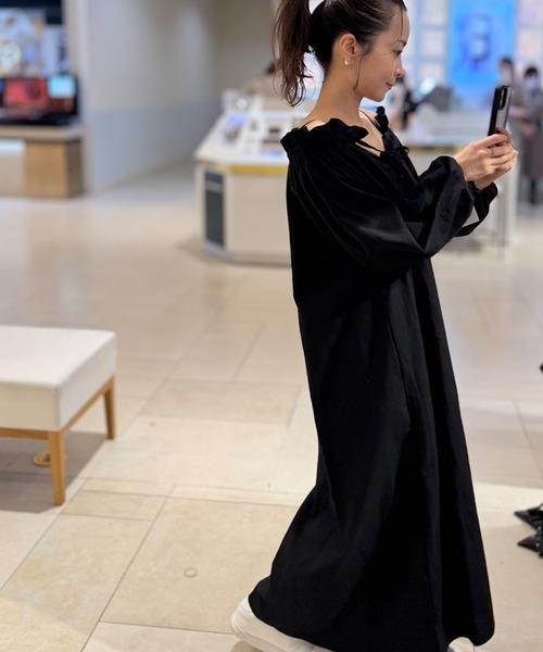ST.ROONEY(セントルーニー)の「カフタンリネンワンピース【低身長・小柄女性向け】(ワンピース・レディース・グレイッシュベージュ/ブラック・XS)」の15枚目の写真